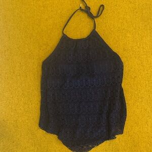 Women’s Navy Halter Lace Swim Top